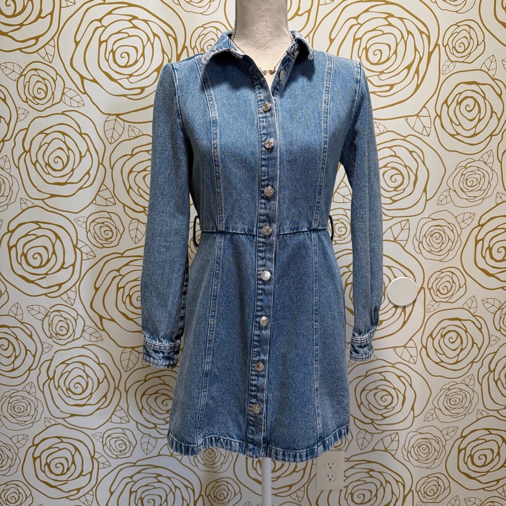 Stradivarius Denim Seamed Button-Up Dress or Jacket